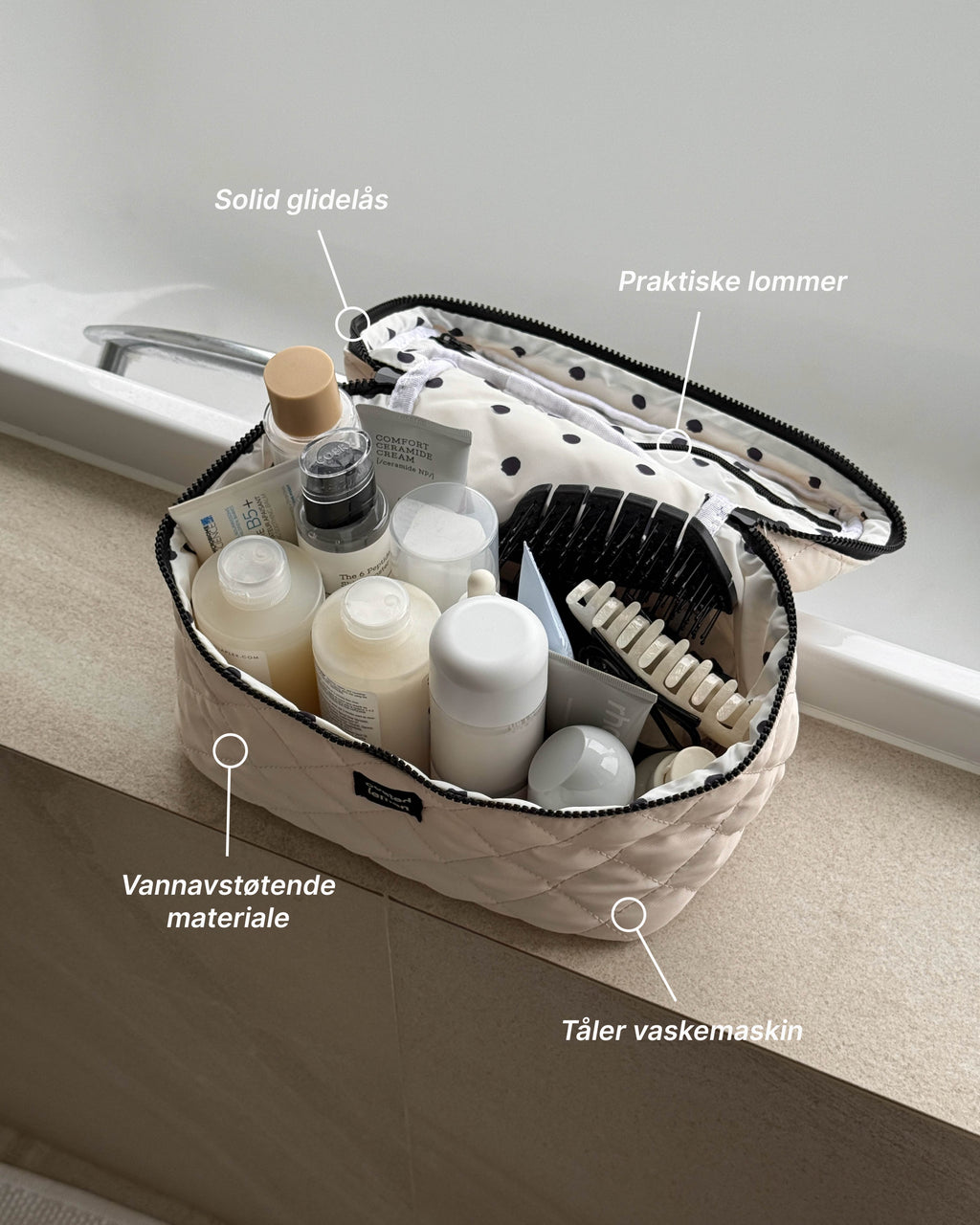 Beige Toalettmappe XL
