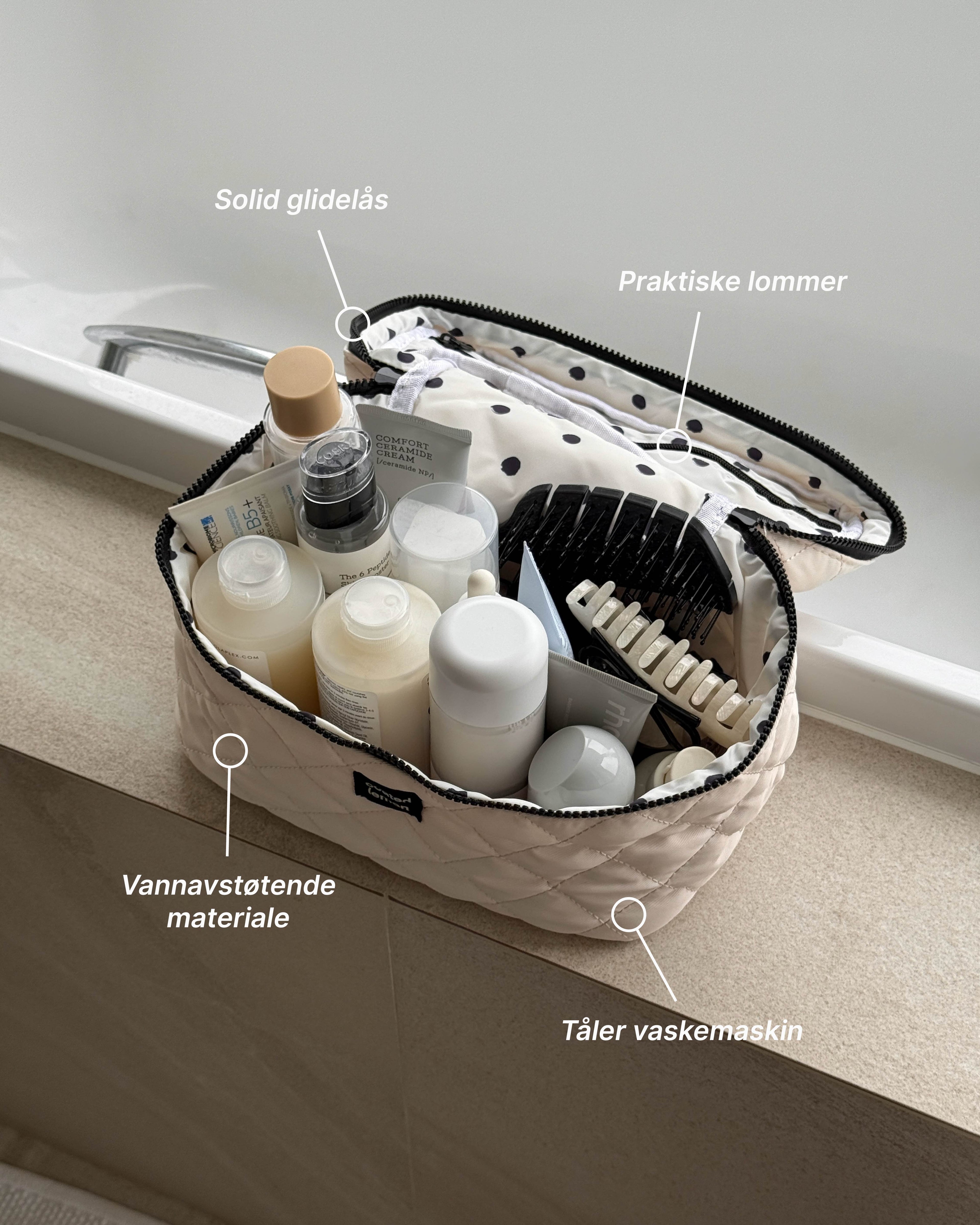 Beige Toalettmappe XL