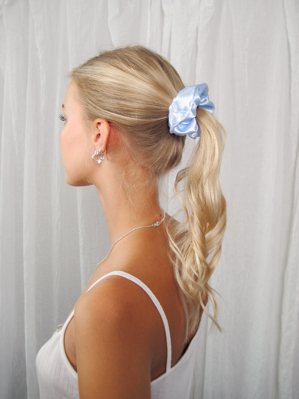 Satin Scrunchie Blå