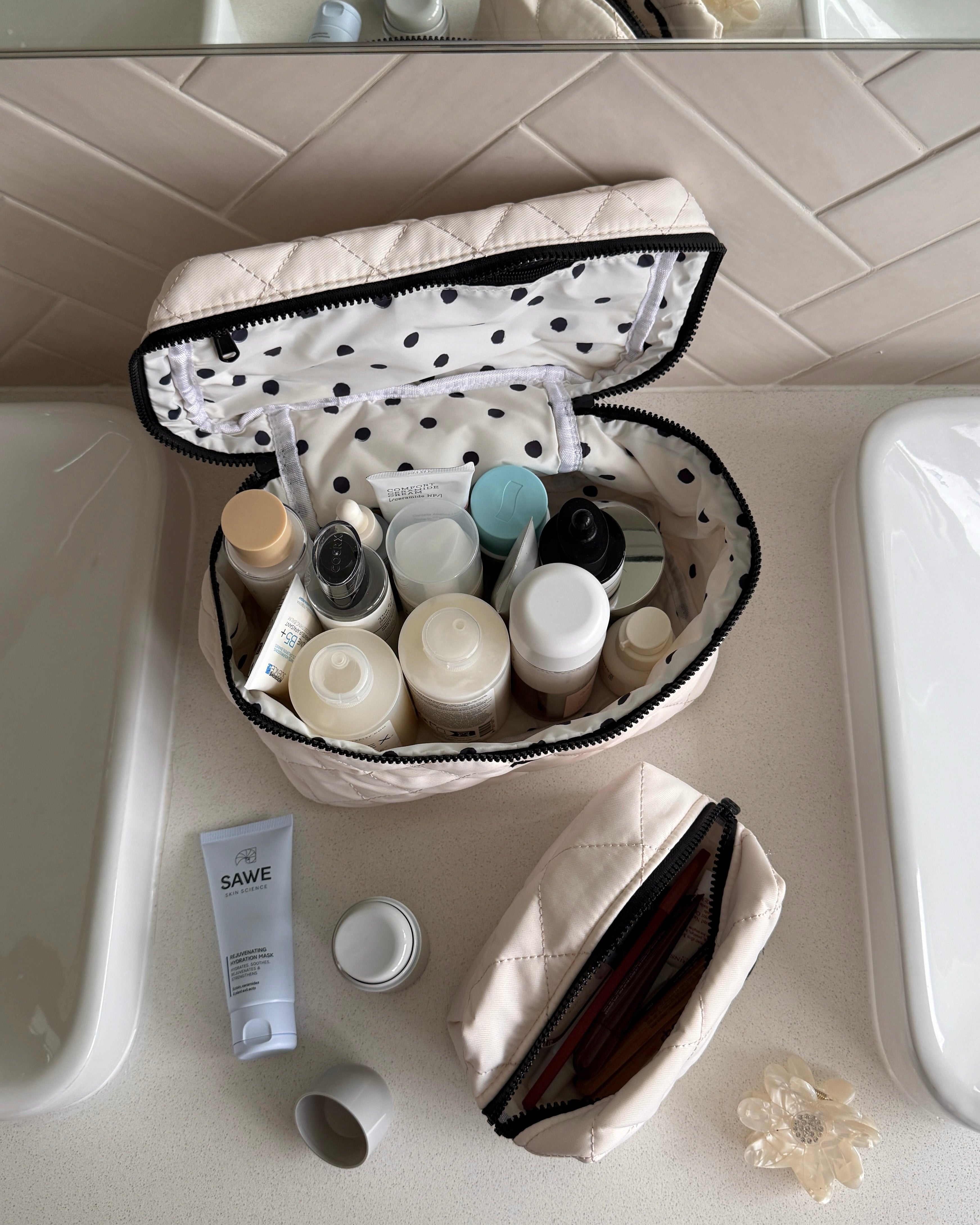 Beige Toalettmappe XL