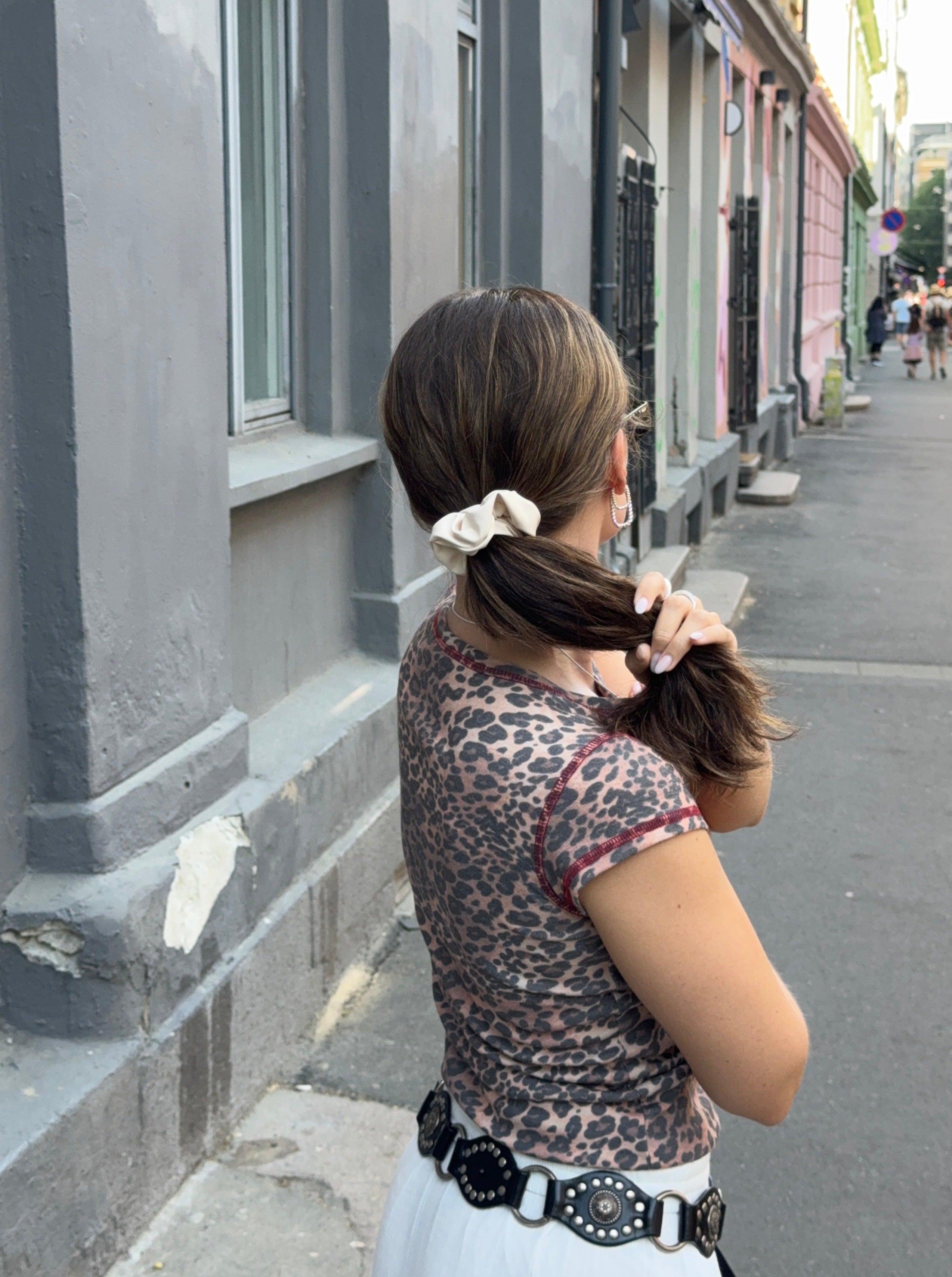 Scrunchie Skinn Kremhvit