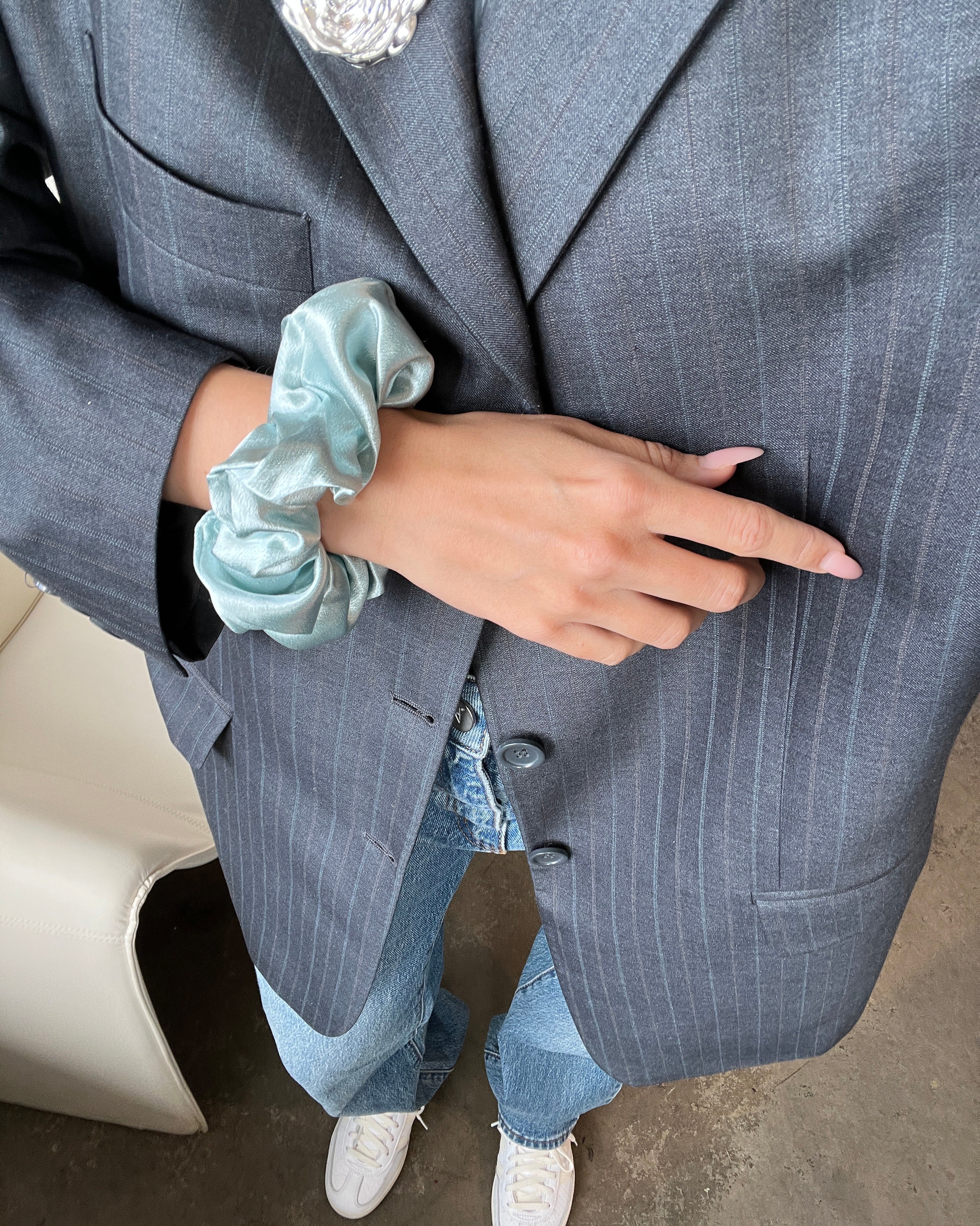 Silke Scrunchie Turkis Blå
